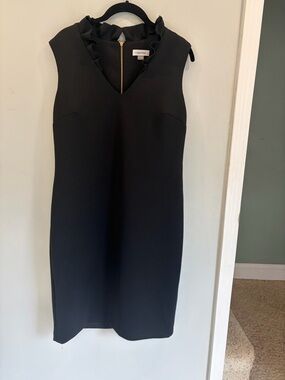 Calvin Klein Sleeveless Sheath Dress with Ruffleneck Quiet Luxury Timeless